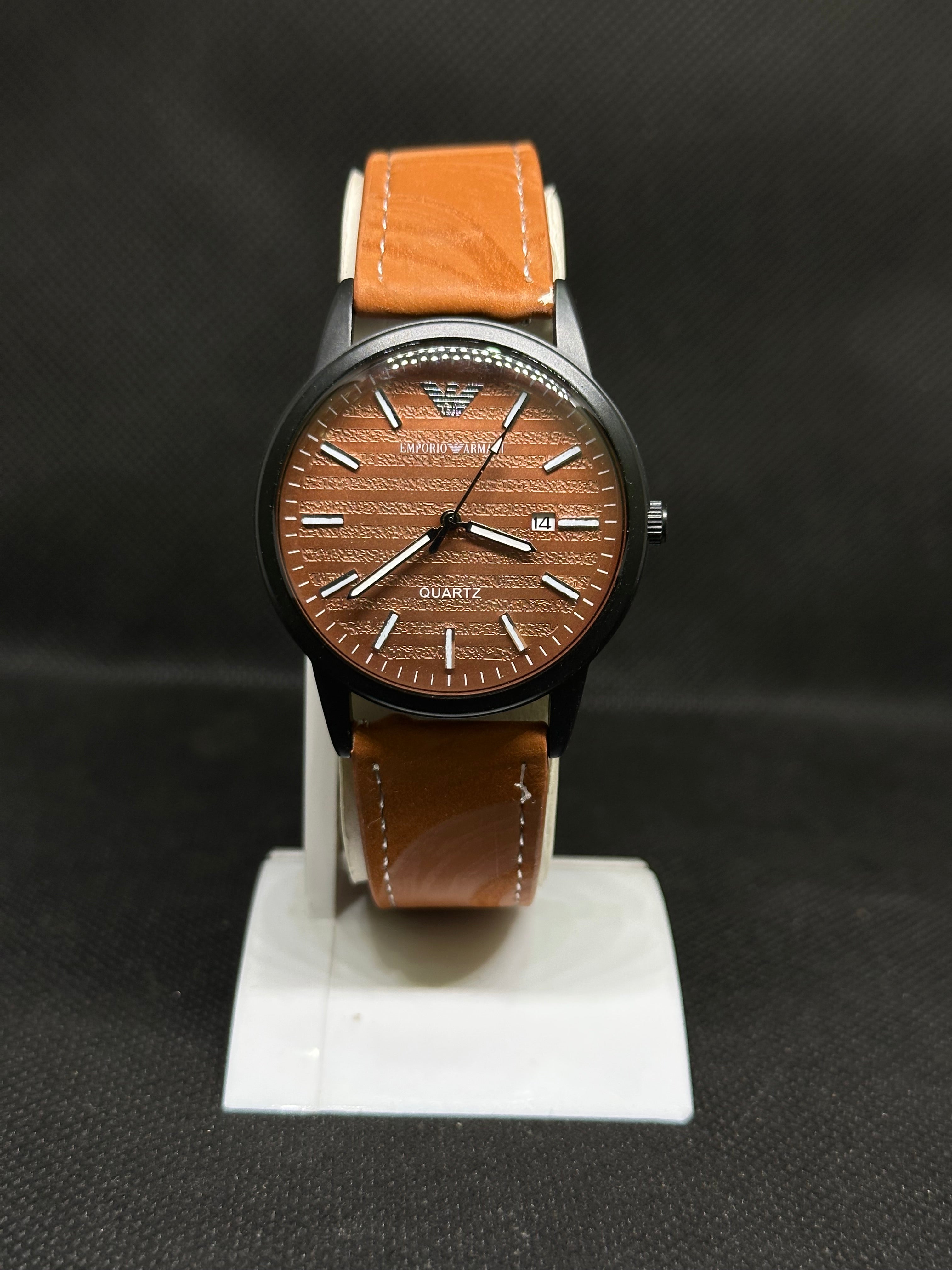 Armani magnatic leather strap watch