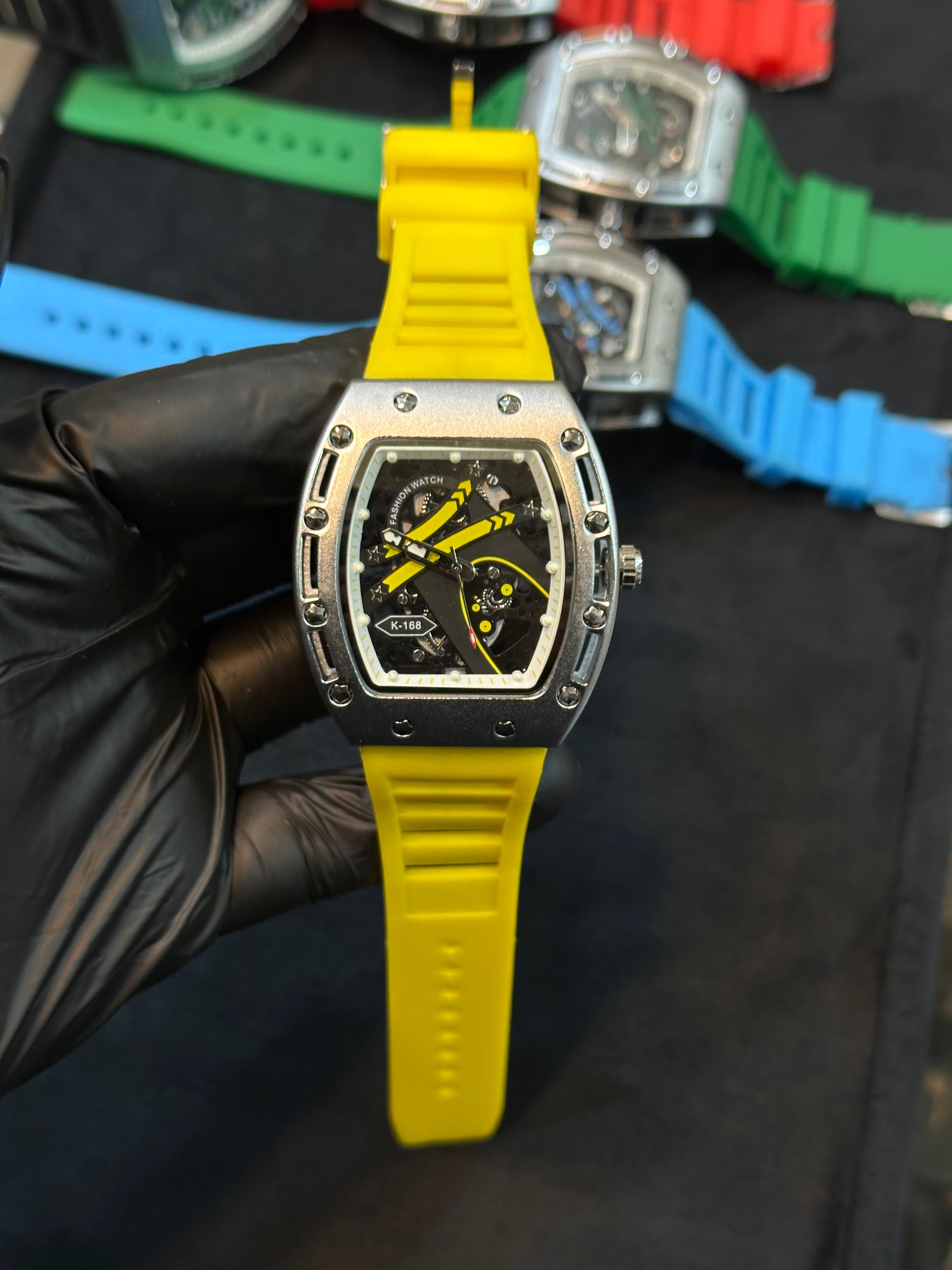 Richard mille back skull skeleton heavy metal case with best quality silicone straps