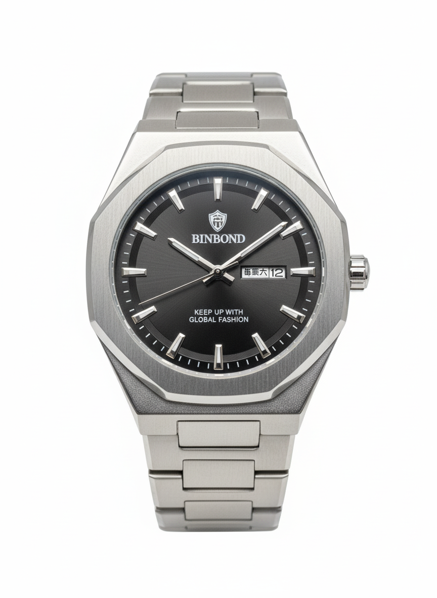 Binbond Stainless Steel Men’s Watch | Waterproof, Luxury Design & Date Display