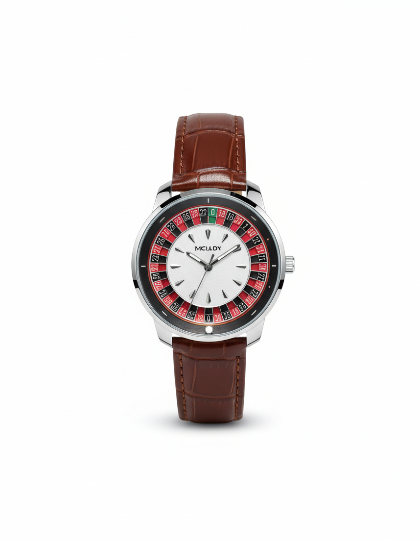 Henry Roulette Dial Watch – Brown Leather Strap 🎰✨
