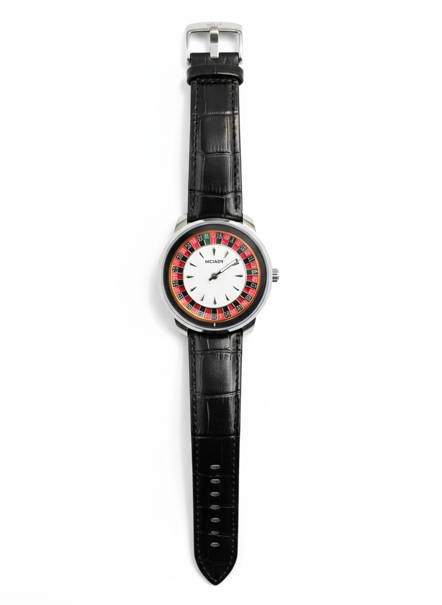 Henry Roulette Dial Watch – Brown Leather Strap 🎰✨